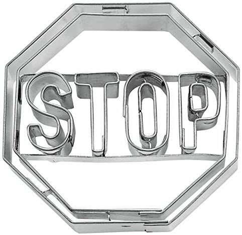 \'Städter 200418 Stop Sign Cookie Cutter, Stainless Steel, Silver, 5 x 5 x 2 cm