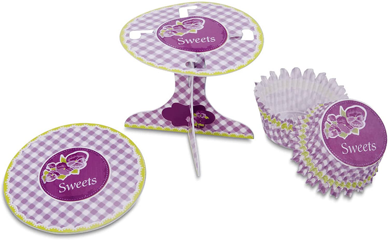 Staedter Städter Paper Sweets Muffin Decoration Set Cardboard White / Purple / Green 10 x 10 x 9 cm
