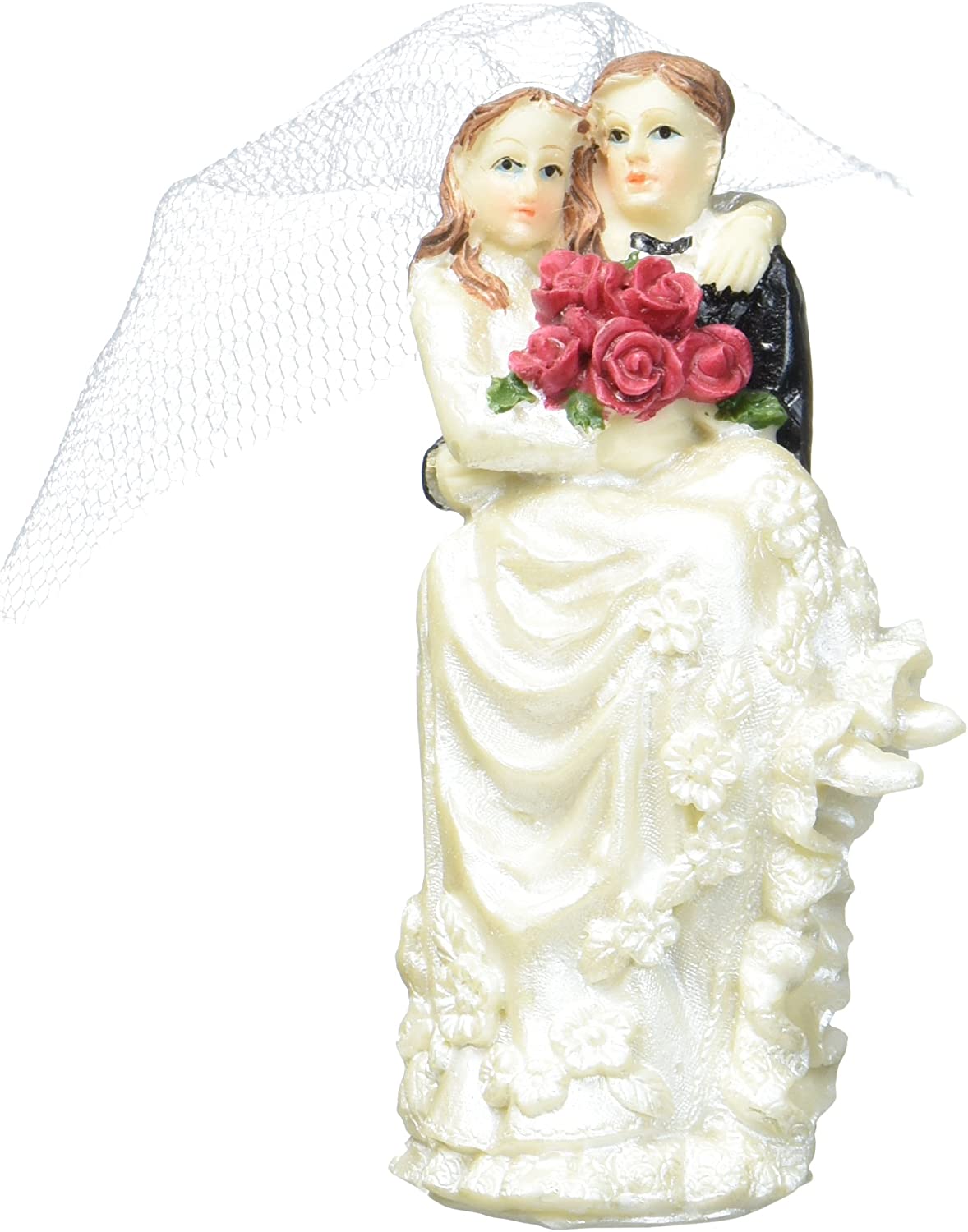Städter 928152 Rose Bride and Groom Wedding Cake Topper – Porcelain/Resin, Black/Silver, 9.5 x 6 x 5 cm