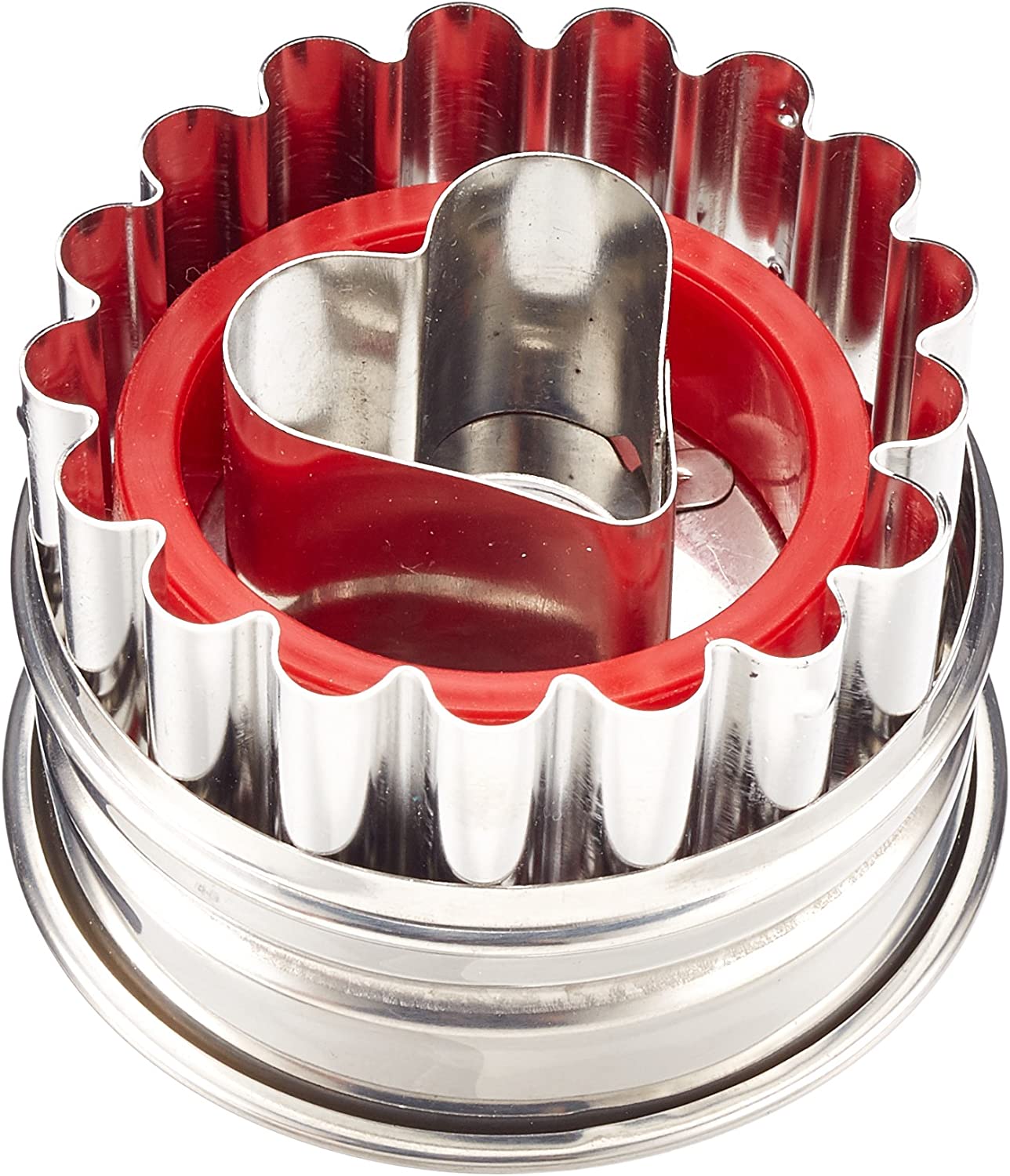 Staedter Städter Linzer with ejector Heart Diameter 4.8 cm Stainless Steel Silver Red 4.8 x 4.8 x 4.8 cm