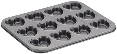 Städter CB58874 Cake Boss Heart Moulds, Set of 12 Stainless Steel Diameter 7 cm, silver, 35 x 27 x 5 cm