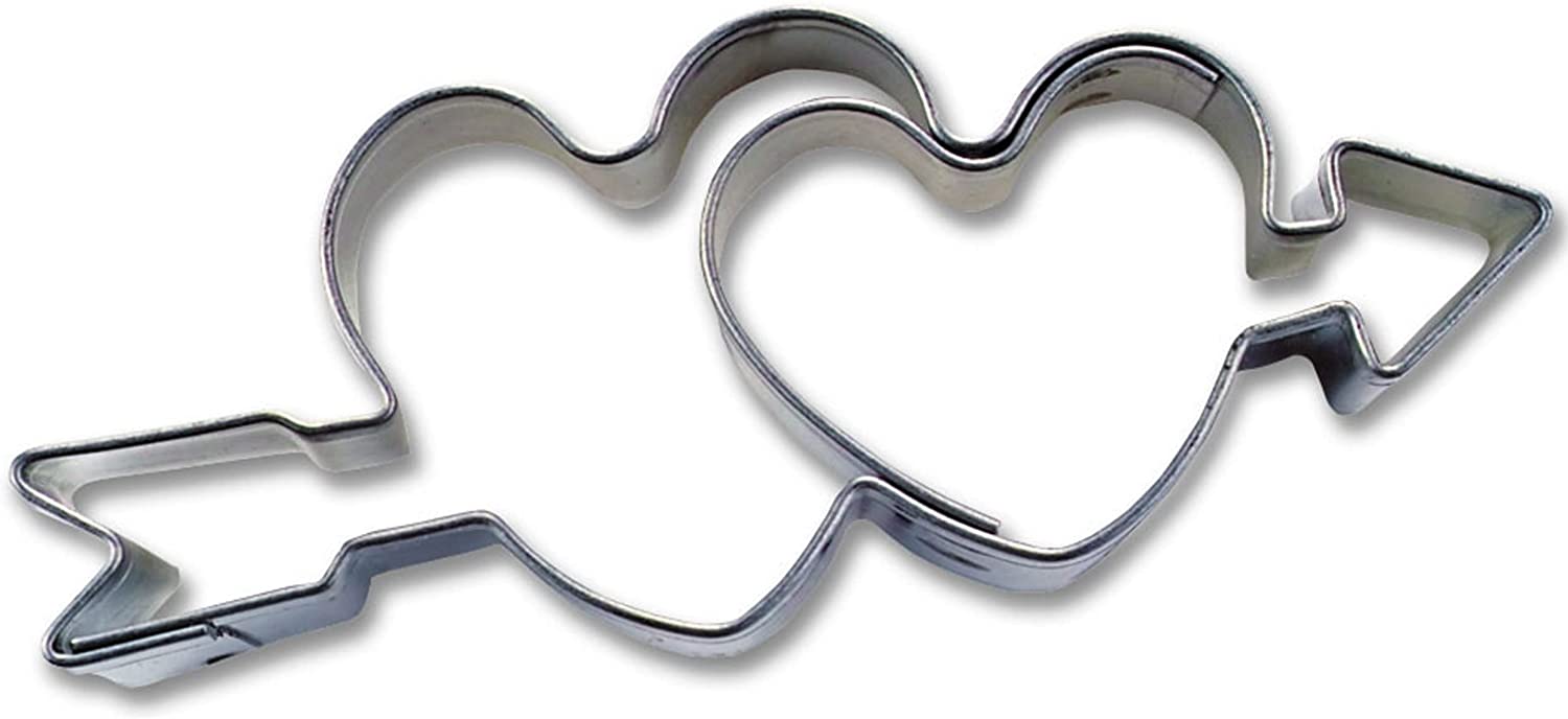 Staedter House Cookie Cutter Double Heart with Arrow, Silver