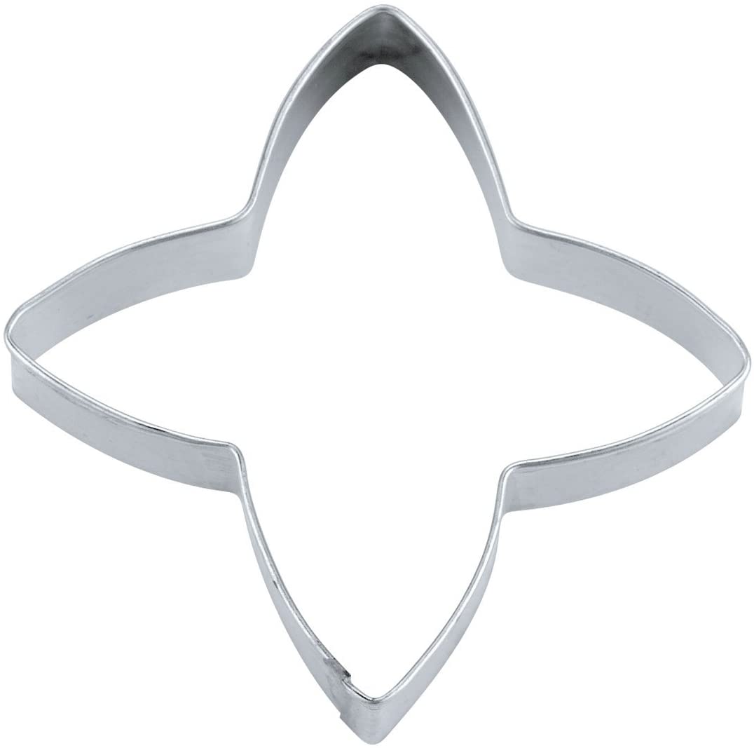 House 4-Pointed Star/Cinnamon Star Cookie Cutter, Silver, Stainless Steel, Silver, 5 cm