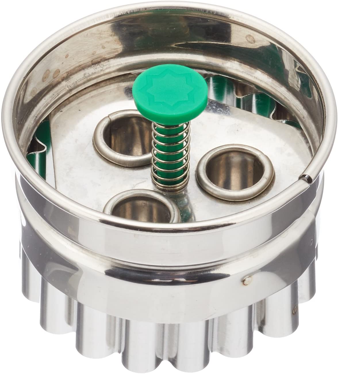 Staedter Städter Linzer 954053 3-Hole 4.8 x 4.8 x 4.8 cm/Cookie Small, Stainless Steel, Silver/Green
