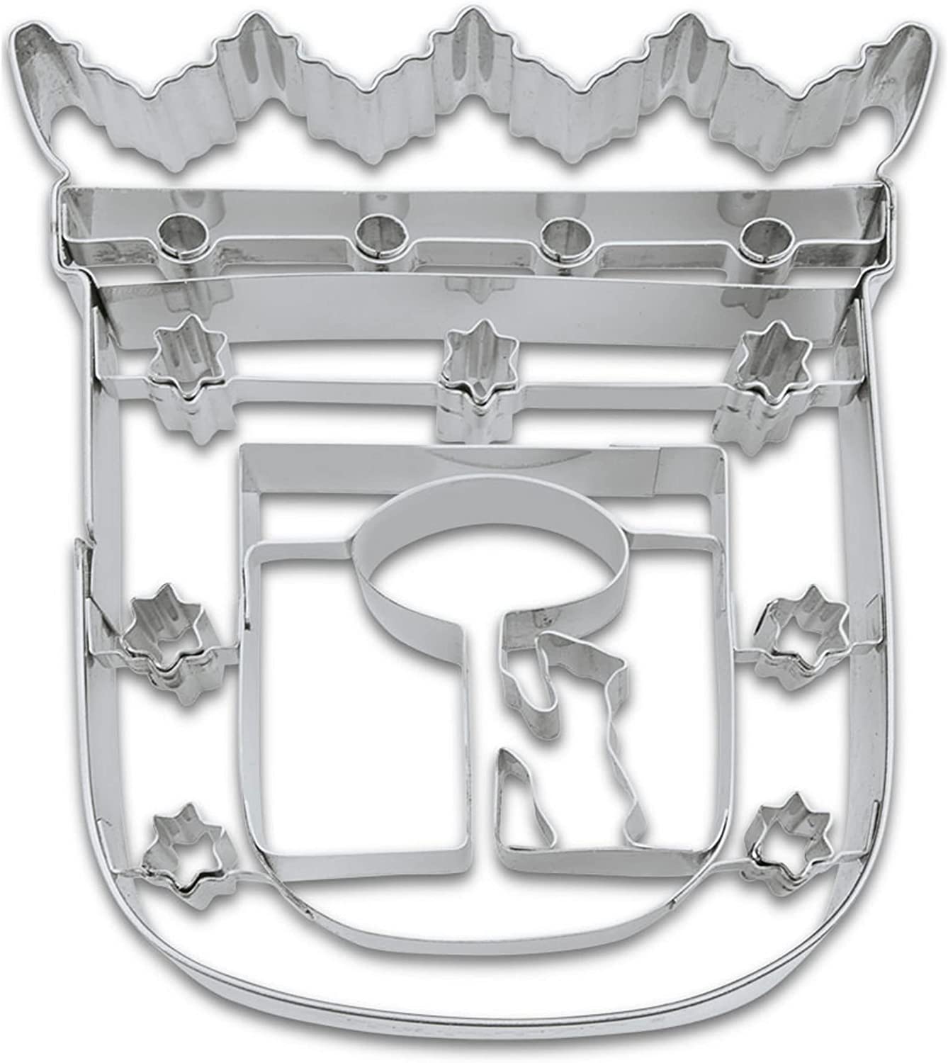 Staedter Städter Embossing Cookie Cutter Madrid Crest 9 cm Stainless Steel Silver 10.5 cm