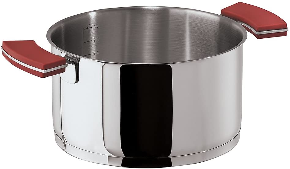 Stainless Steel Meat Pot 24 cm 12 O \'Clock/Silicone Red