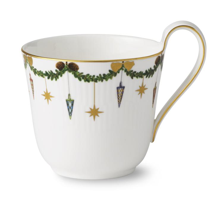 Royal Copenhagen Star Fluted Christmas Cup With High Handle
