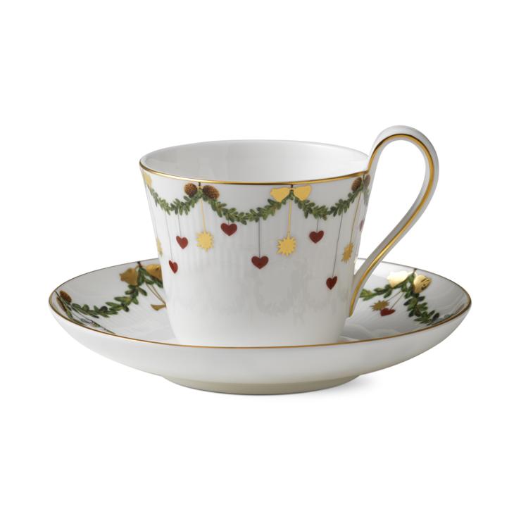 Royal Copenhagen Star Fluted Christmas Cup And Saucer
