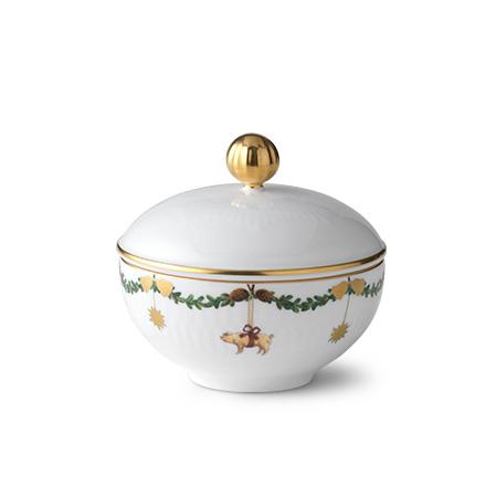 Royal Copenhagen Star Fluted Christmas Sugar Bowl With Lid