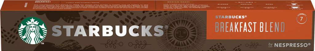 Starbucks Breakfast Blend, Medium Roast, Roasted Coffee, Nespresso Compatible, Coffee Capsules, 10 Capsules, 12505337
