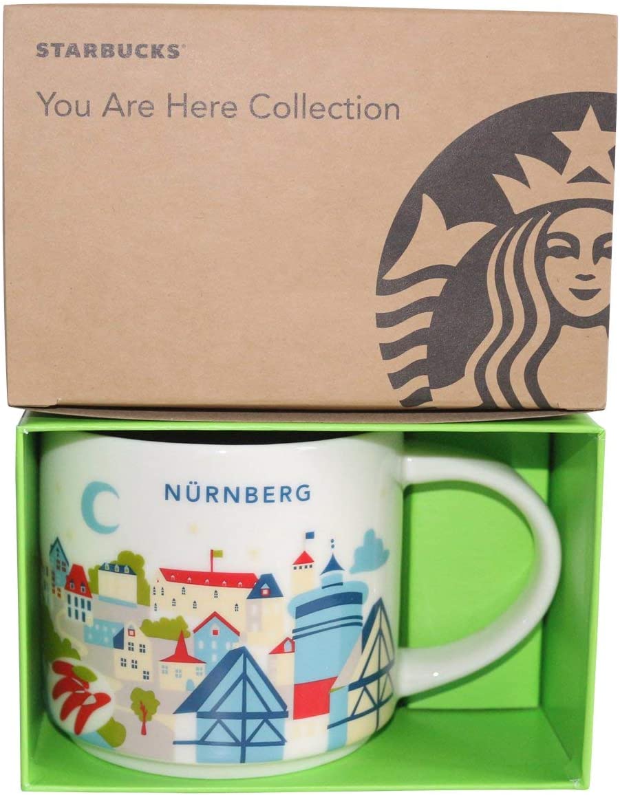 Starbucks City Mug You Are Here (Yah) Collcetion Nuremberg Germany Coffee Mug, white, blue