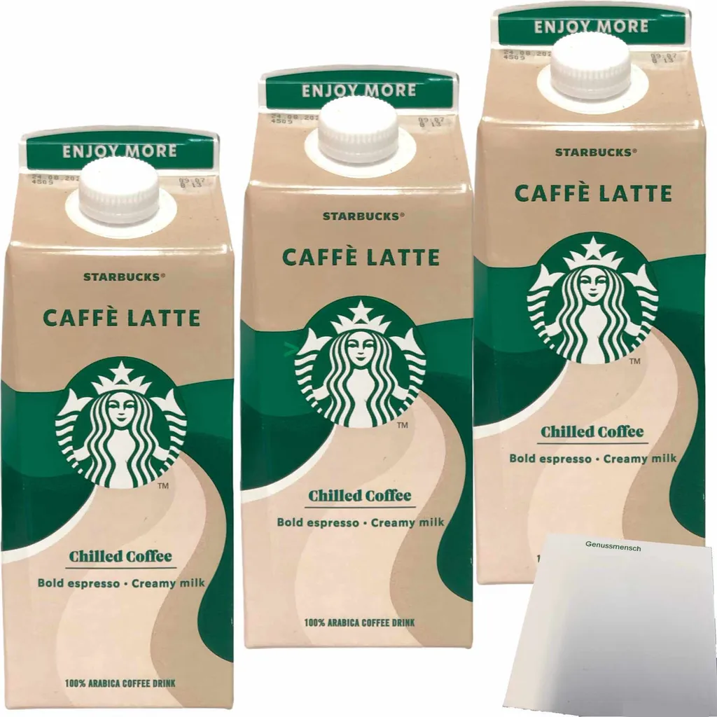 Starbucks Multiserve Caffè Latte Chilled Coffee 3-Pack (3x750ml pack) + usy Block
