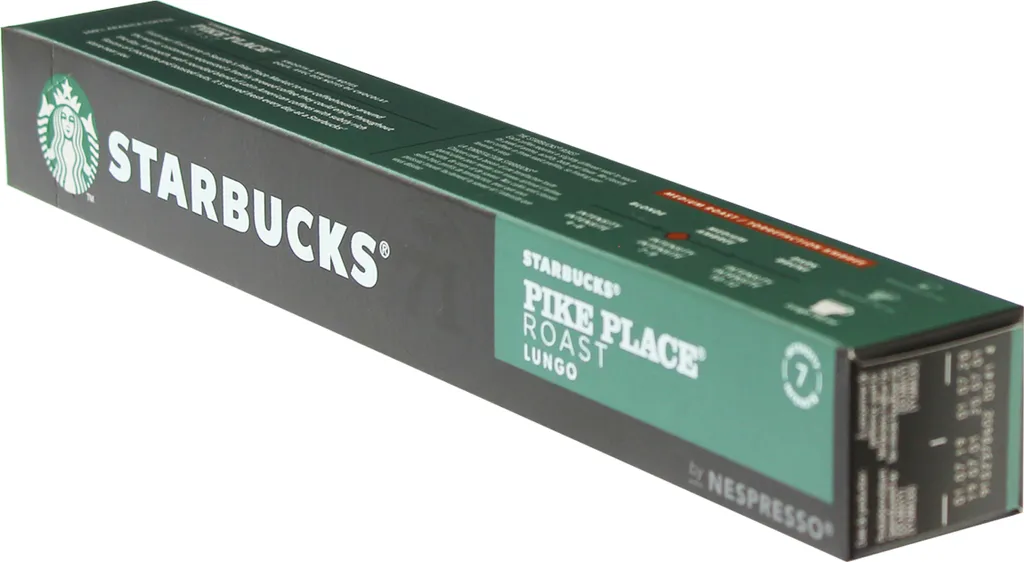 Starbucks Pike Place Roast Coffee, 12-pack, Lungo, Medium Roast, Roasted Coffee, Nespresso Compatible, Coffee Capsules, 120 Capsules