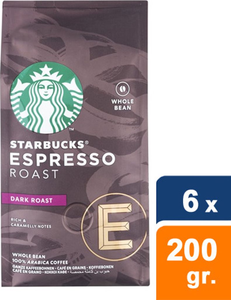 Starbucks® - Espresso Roast Dark Roast Beans - 6 x 200g