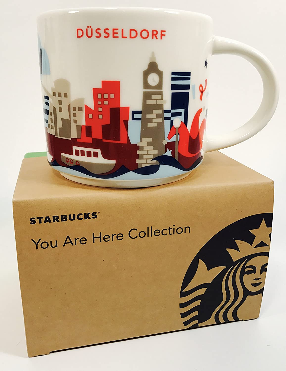 Starbucks Your Are Here Collection (YAH) Düsseldorf Germany Coffee Cup (White, Red)