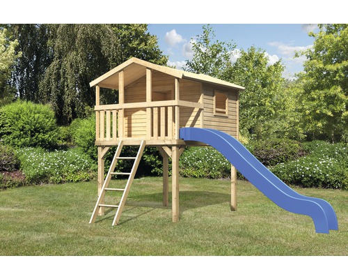 Stilt house AKUBI Benjamin wood with slide blue