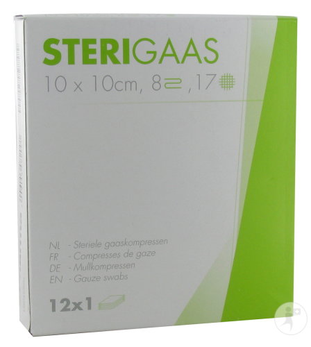 Sterigaas gauze compress sticks 8-fold 10x10cm 12 pieces