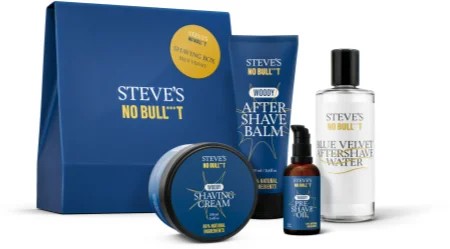 Steves No Bull***t Shaving Box Blue Velvet Gift Set (for shaving) for men