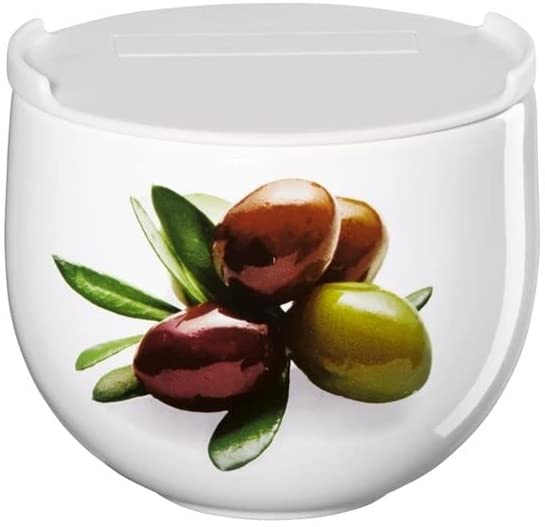 ASA Storage jar with olive print, made of porcelain, with polyethylene lid, diameter: 9.5 cm, 41912147
