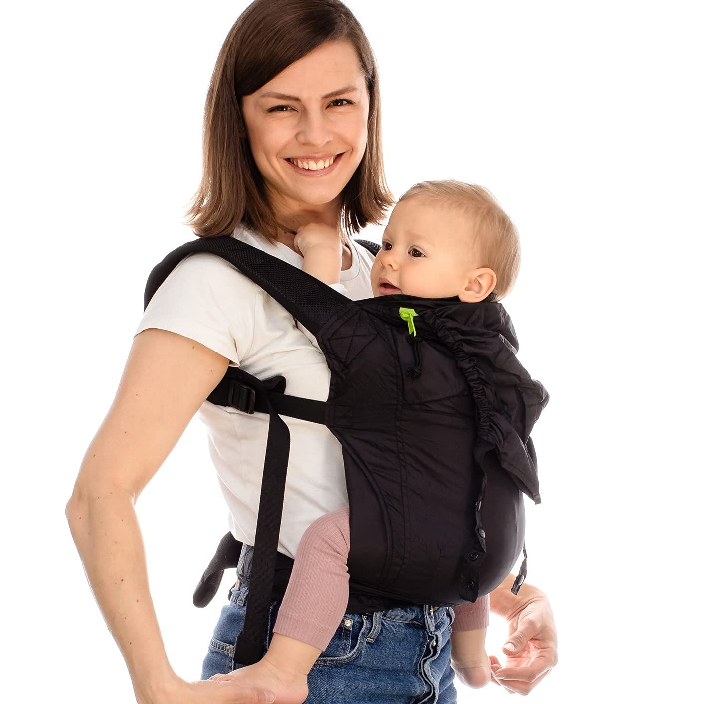 Boba Air Grey II - Lightweight Travel Baby Carrier for Large Children, Stomach and Back Carriers, Breathable Mesh Shoulder Straps, Padded Leg Holes for Better Grip