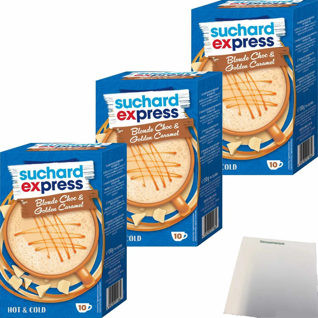 Suchard Express Blonde Choc & Golden Caramel 10x15g Sticks Pack of 3 (3x150g pack) + usy Block
