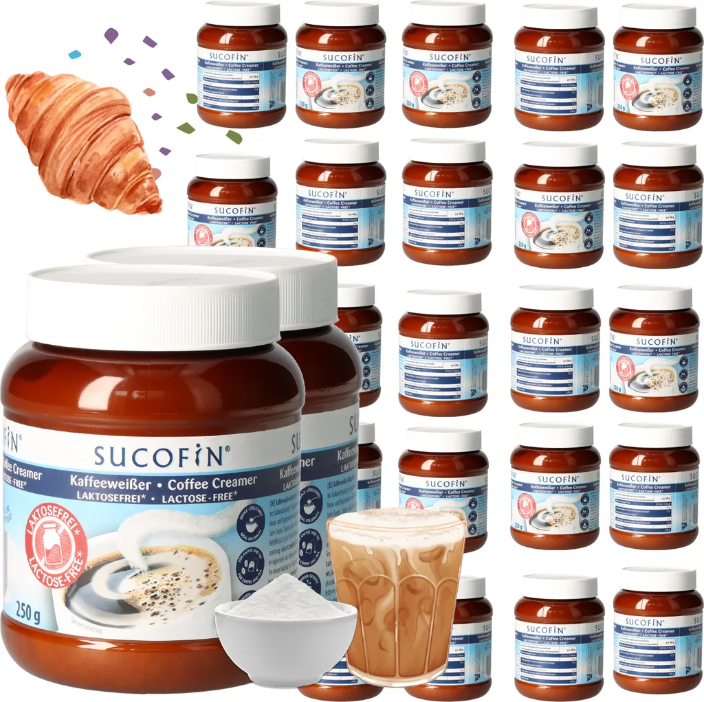 SUCOFIN Coffee Whitener Lactose-free 24 x 250g soluble, long shelf life, less fat for creamy enjoyment