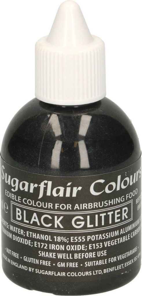 Sugarflair Airbrush Food Coloring Glitter Black 60ml