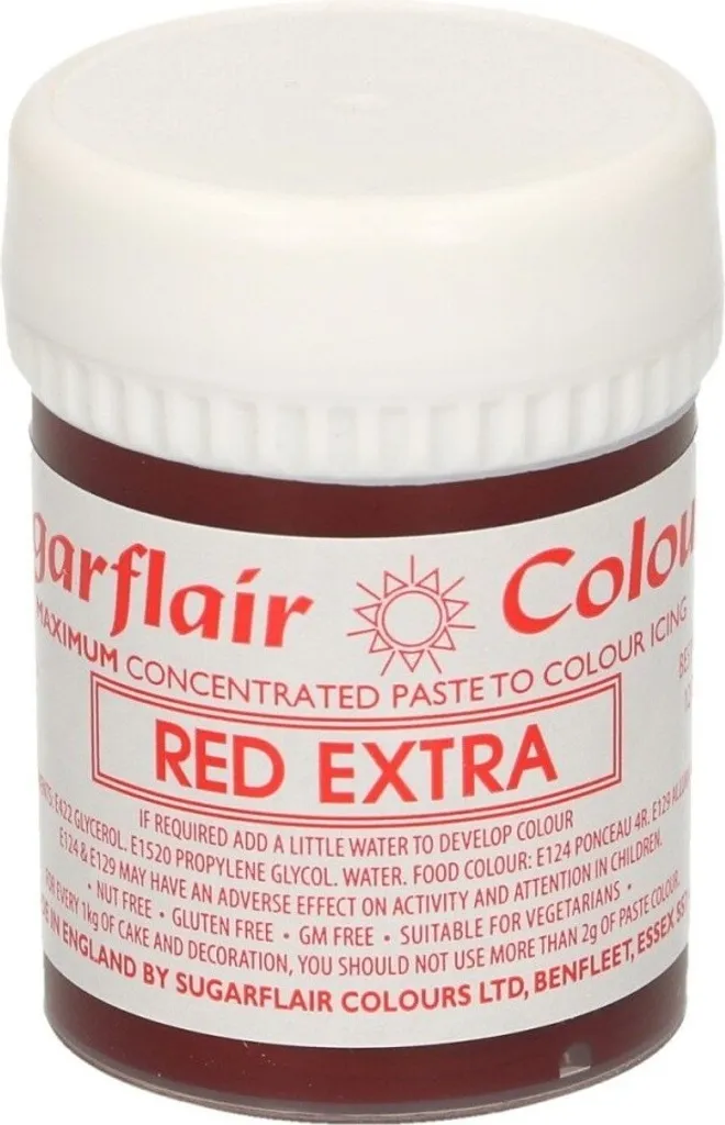 Sugarflair Gel Colour - Extra Red 42g Food Colouring Sugarflair Colour:: Red, Weight:: 42g