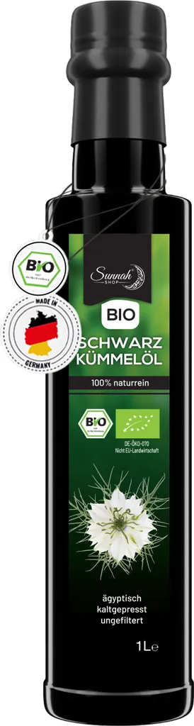 Sunnah Shop®Schwarzkümmelöl 1L aus echten Nigella Sativa |Black seed oil | schwarzkümmelöl ungefiltert und kaltgepresst.