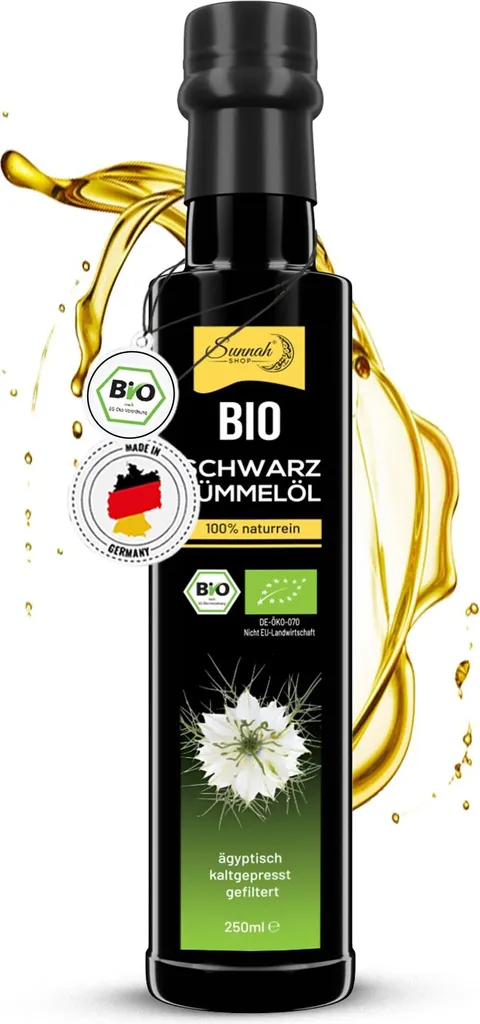 Sunnah Shop®Schwarzkümmelöl gefiltert Kaltgepresst 100ml - Black Seed Oil Organic - 100% rein aus ägyptischen Nigella Sativa