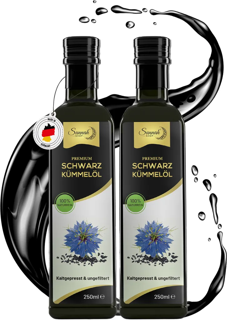 Sunnah Shop® Black Seed Oil, Unfiltered & Cold-Pressed | Black Seed Oil | 100% Pure from Genuine Egyptian Nigella Sativa 250ml (2-Pack)