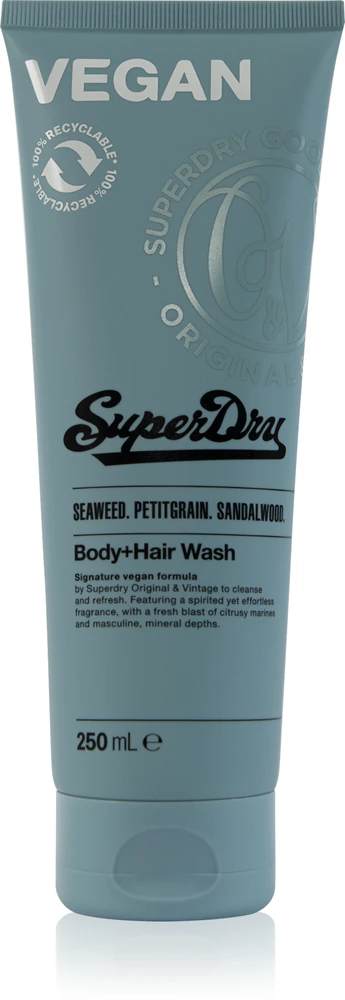 Superdry Seaweed. Petitgrain. Sandalwood. Shower gel for hair and body for men