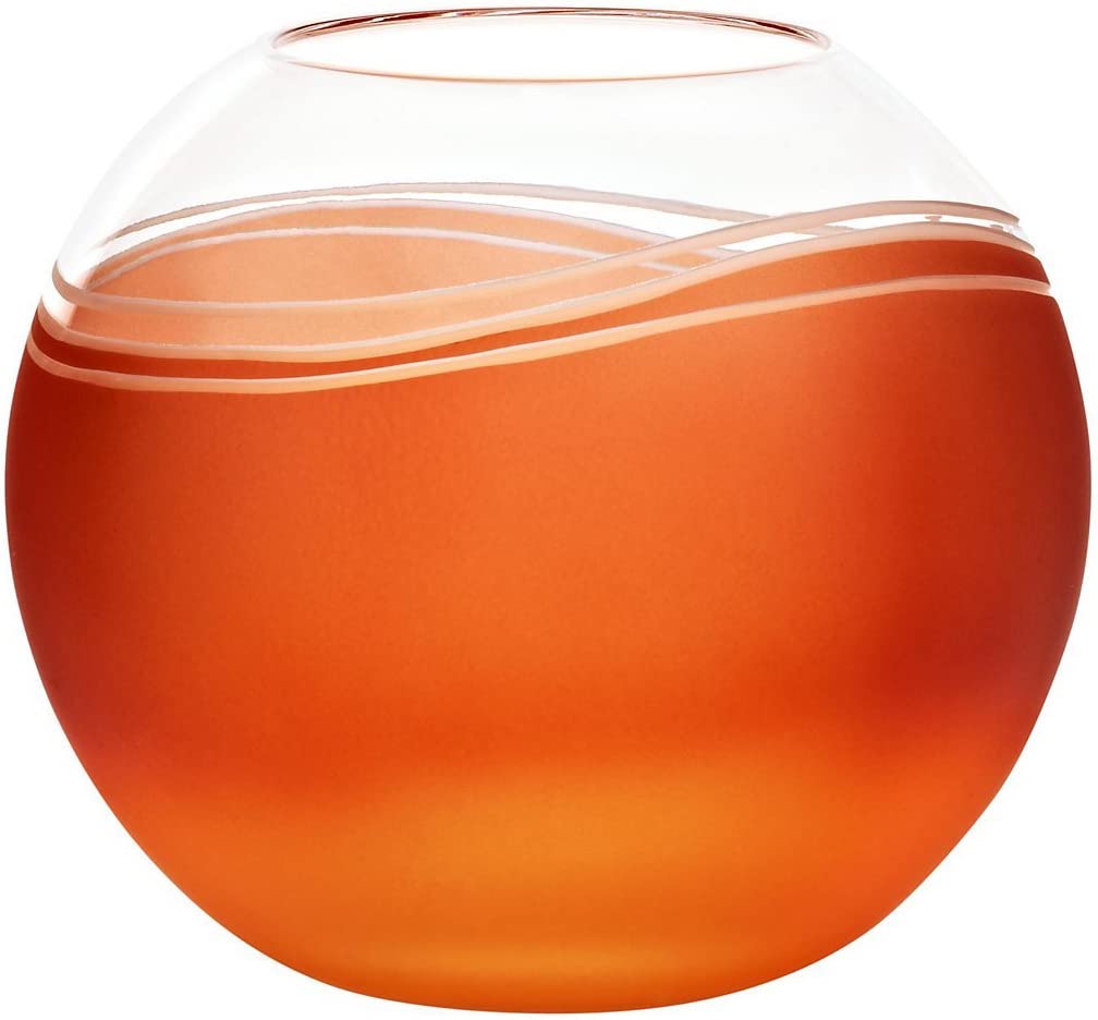Vase, lead crystal vase, Collection \"ELEMENTS\", 15 cm, handmade, orange/red (GERMAN CRYSTAL powered by CRISTALICA)