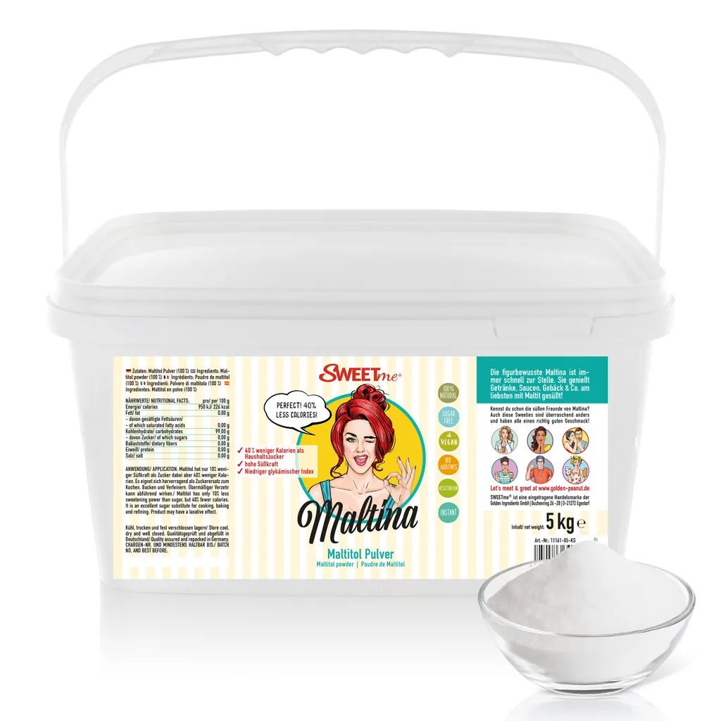 SWEETme® Maltit Pulver 5 kg, Maltina Maltitolpulver, Maltitol Süßungsmittel, zuckerfrei, vegan und kalorienarm