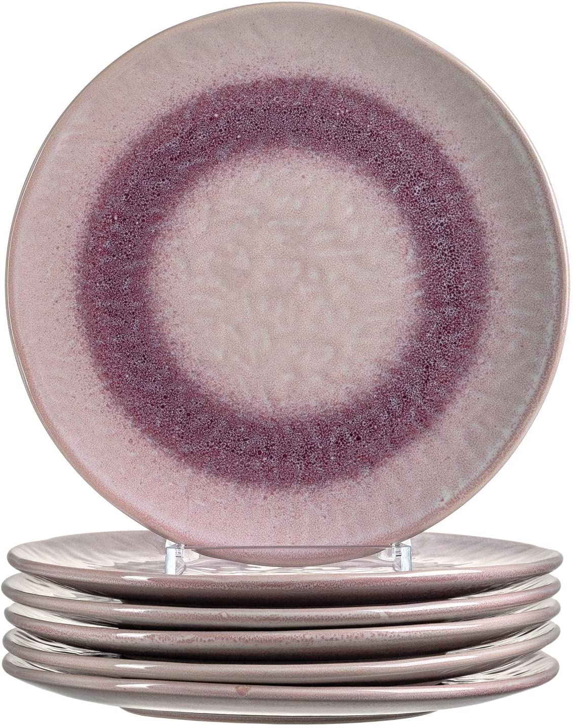 Leonardo Matera 018570 Ceramic Plates Set of 6 Dishwasher Safe Dinner Plates with Glaze 6 Round Stoneware Plates Diameter 22.5 cm Pink