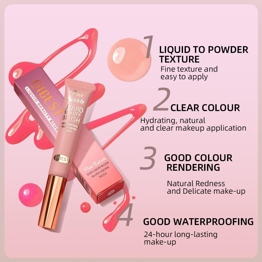 Liquid Blush Beauty Wand Matte Cream Blush with Cushion for Natural Looking, Long-Wearing, Dewy Finish, Smudge Proof, Cream Liquid Blusher Cosmetics (03 Plum Wine)