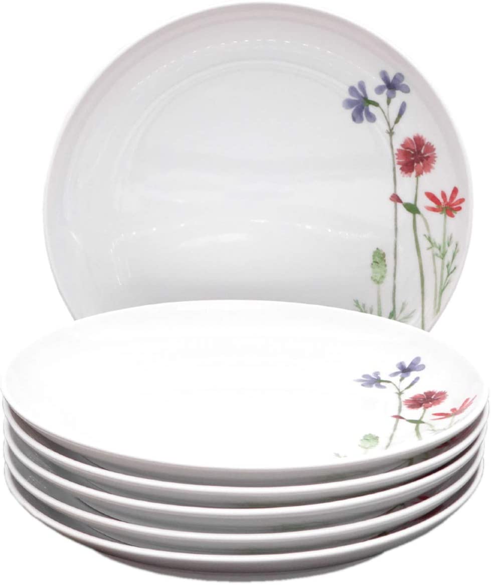Kahla Wild Flower 39F190A50001C Porcelain Plate Set for 6 People Dessert Plates 22 cm Round Blue Flower Design Small Snack Plates