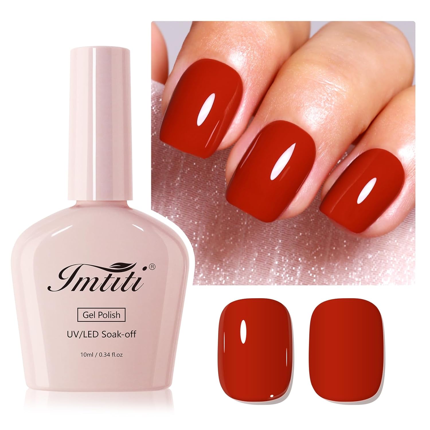 Imtiti Red Gel Nail Polish, 1 x Christmas Red Gel Polish, Soak Off UV LED Gel Polish, Long Lasting, Nail Art Manicure Salon DIY at Home for Autumn and Winter (10 ml)