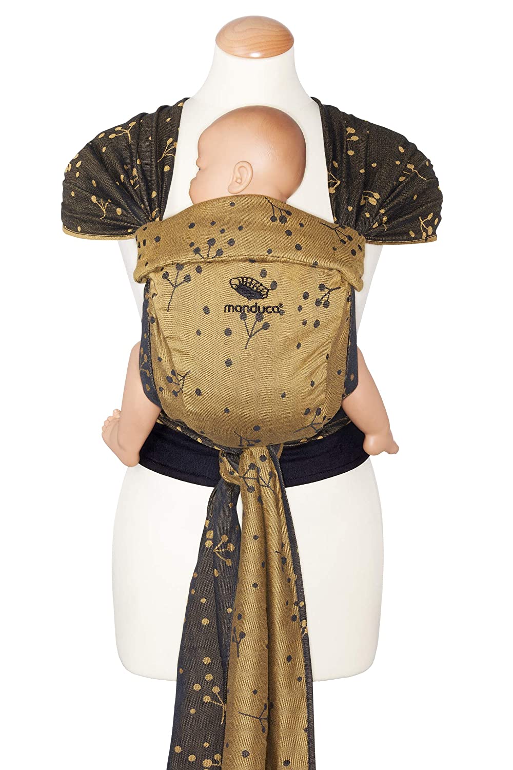 manduca Twist Baby Carrier for Newborns from Birth > Craspedia Gold < Newborn Carrier Made of Sling Fabric (Organic Cotton), Soft Waist Belt with Buckle, Fan and Tie Straps