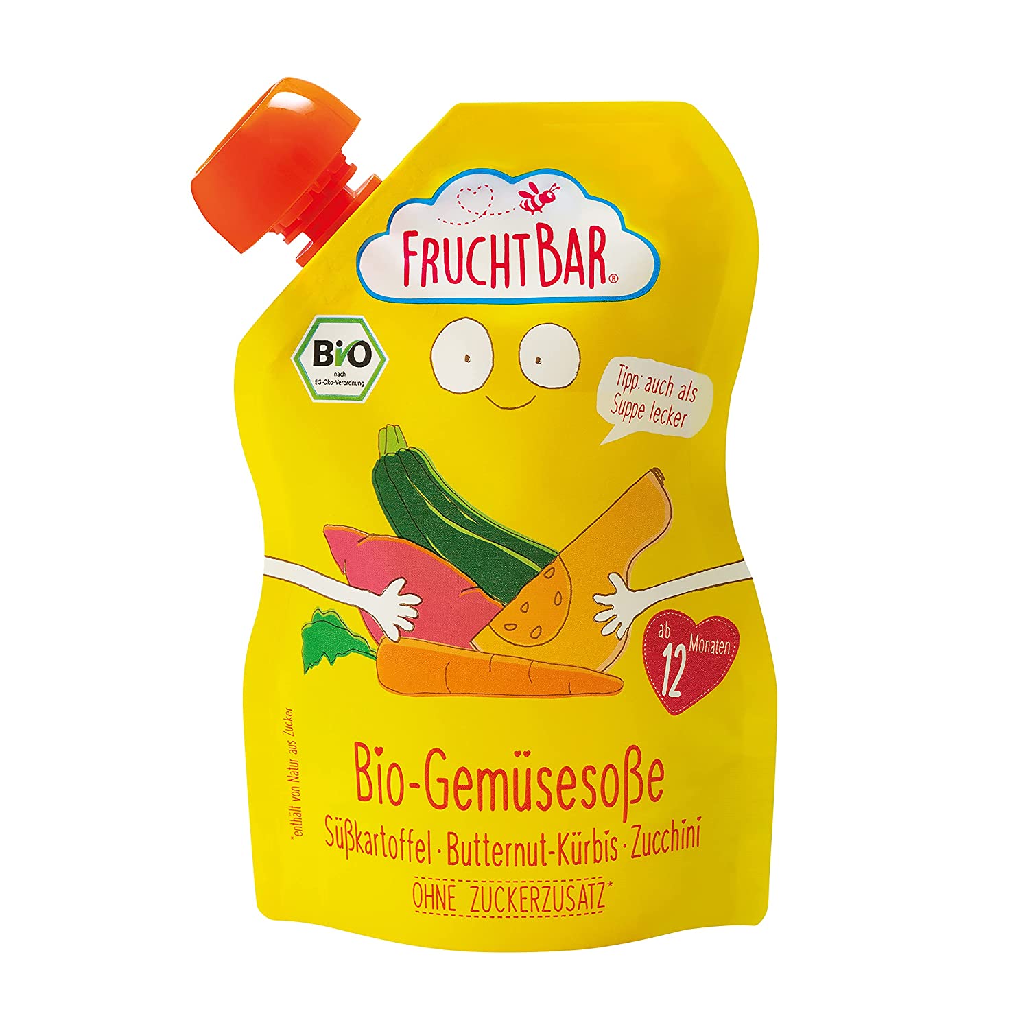 FruchtBar Bio-Gemüsesoße, Süßkartoffel, Butternut-Kürbis, Zucchini; 6 x 190g