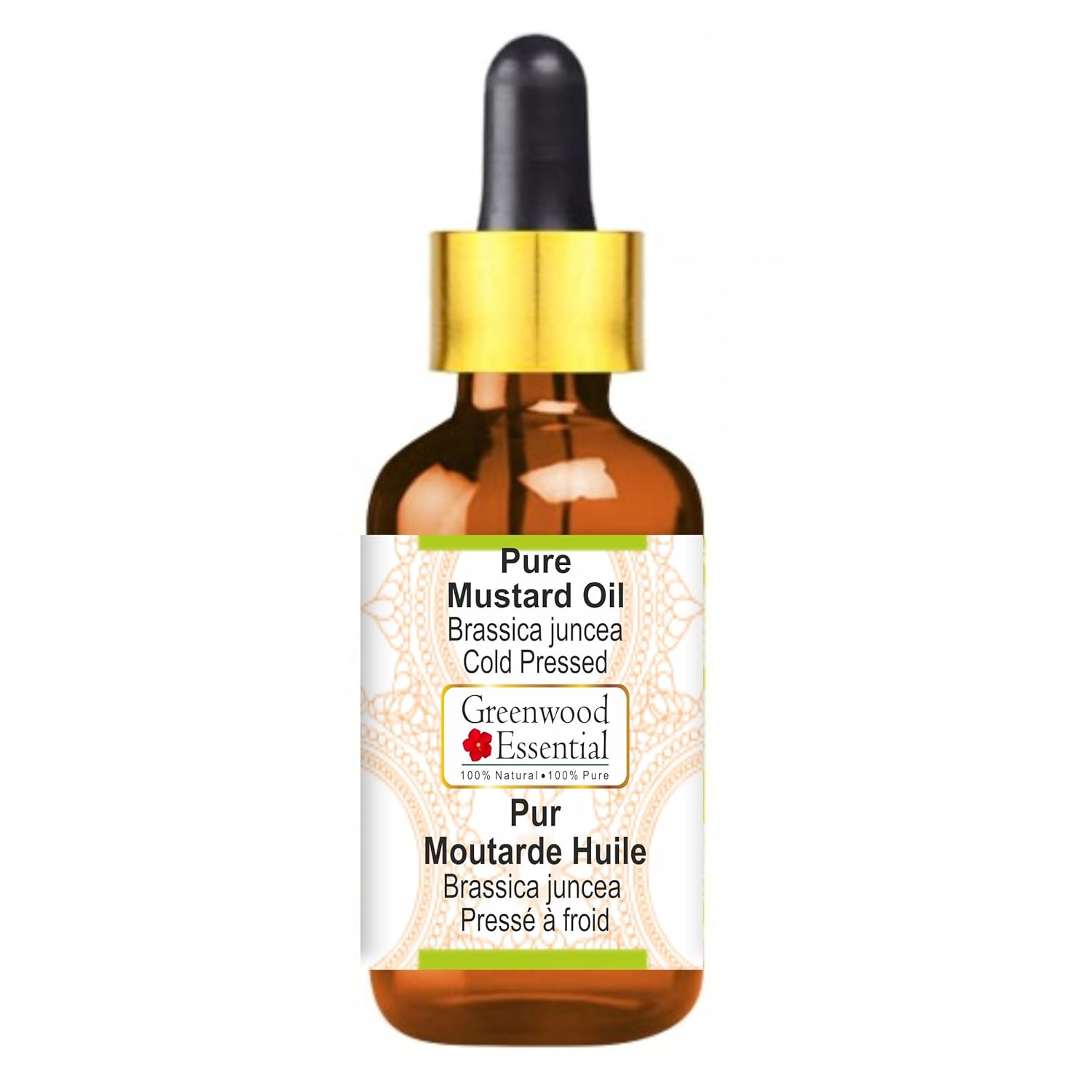 Greenwood Essential Natural Pure Mustard Oil (Brassica Juncea) with Glass Dropper Cold Pressed 30 ml (1 oz)
