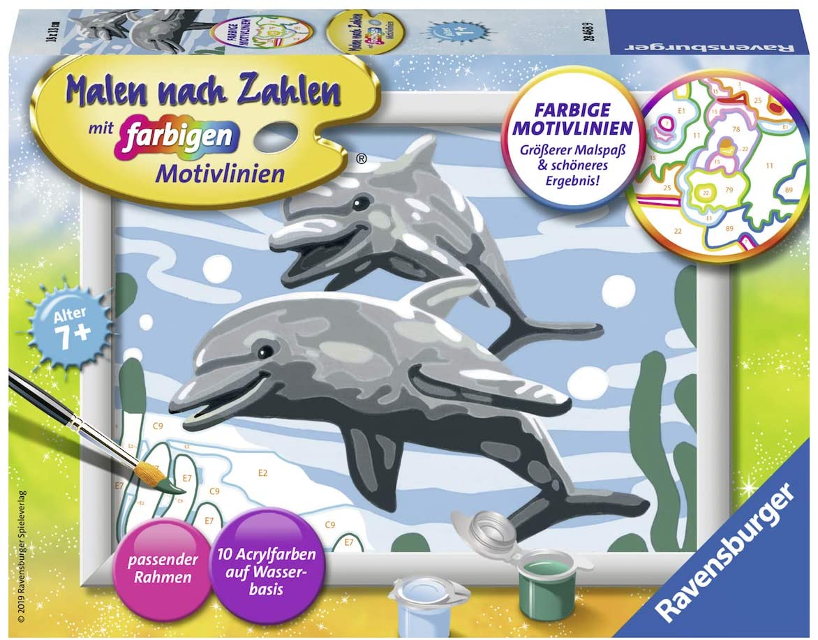 Ravensburger Paint By Numbers, Friendly Dolphins, -