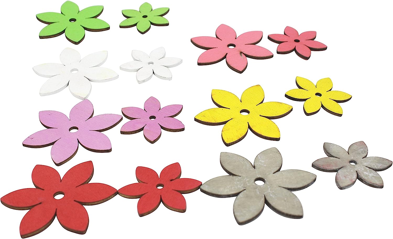 Decorative wooden flowers colourful
