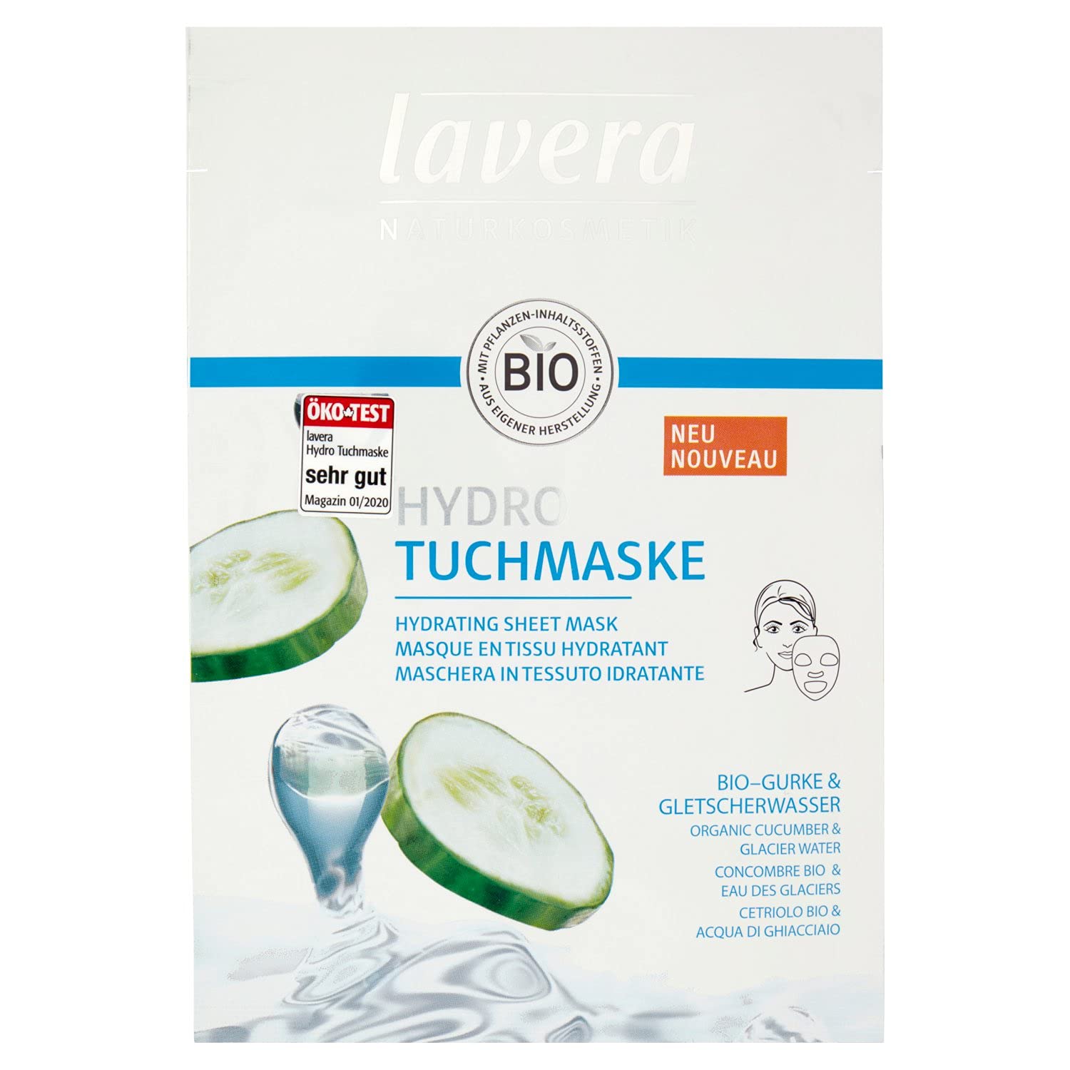 Lavera Hydro Cloth Mask Organic Cucumber & Glacier Water Intense Moisture • Refreshed Skin Feeling ✔ Natural Cosmetics ✔ Vegan ✔ Organic Ingredients ✔ Natural & Innovative ✔ Face Care Mask