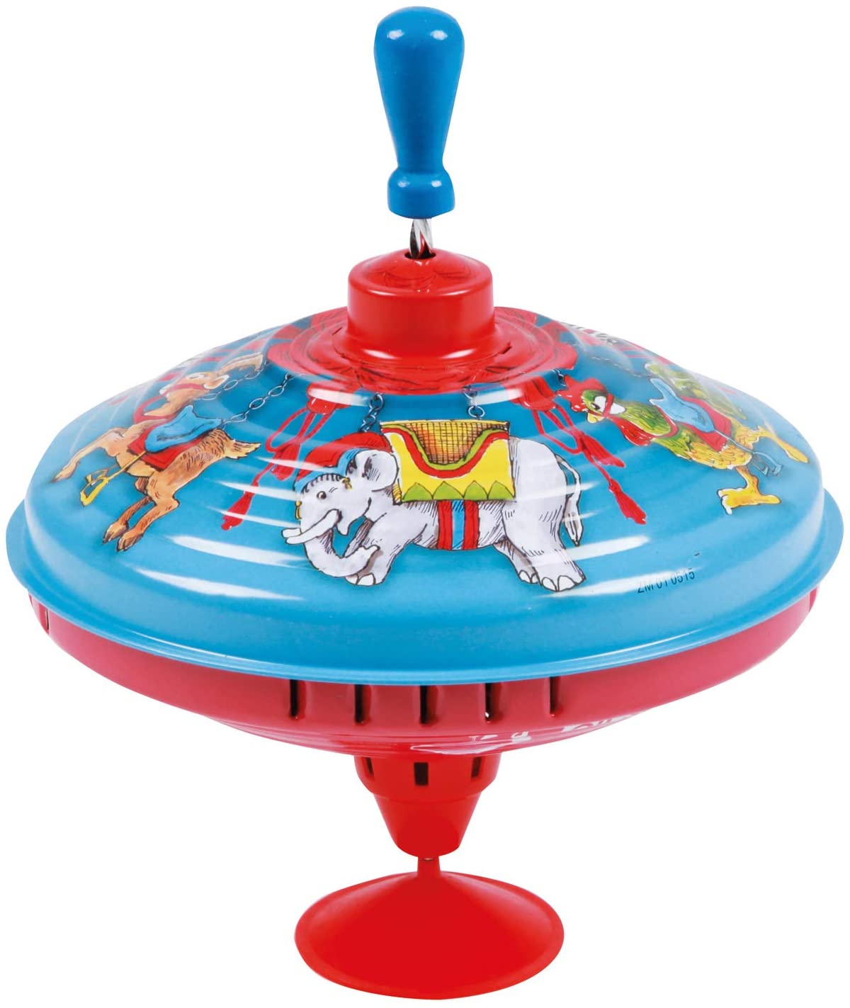 Lena 52214 humming spinning top carousel diameter 19 cm, metal swing spinning top made of sheet metal, classic pump spinning top in children\'s carousel motif, spinning top with base, children\'s toy spinning top from 18 months