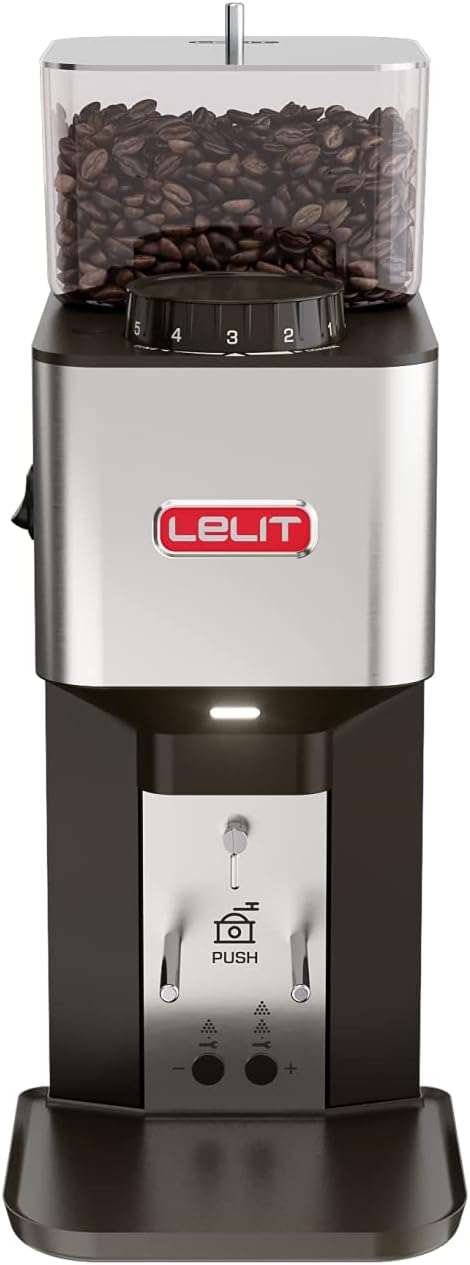Lelit Pl71 William Professional on Demand Coffee Grinder with 50mm Flat Grinding Discs, Stainless Steel