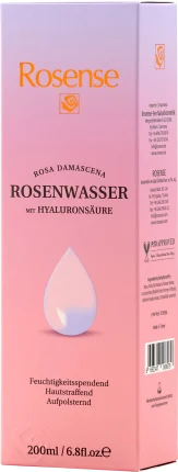 Rosense facial toner rose water with hyaluronic acid, 200 ml