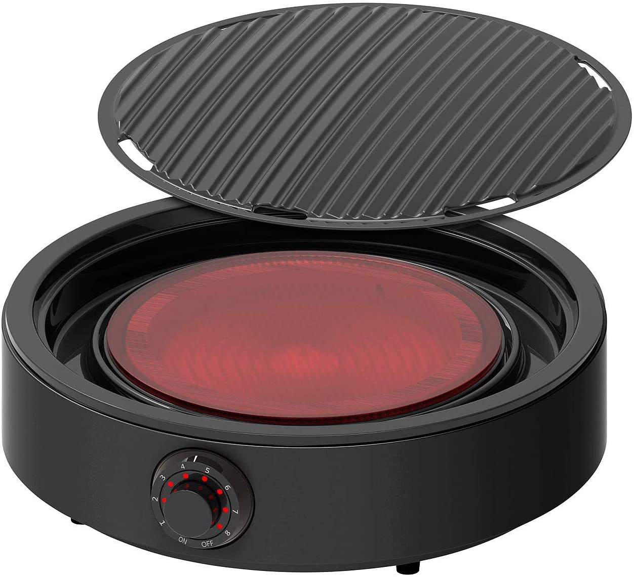Rosenstein & Söhne Infrared Cooker: 2-in-1 Glass Ceramic Hob and Smokeless Infrared Table Grill, 2,000 W (Infrared Grill)