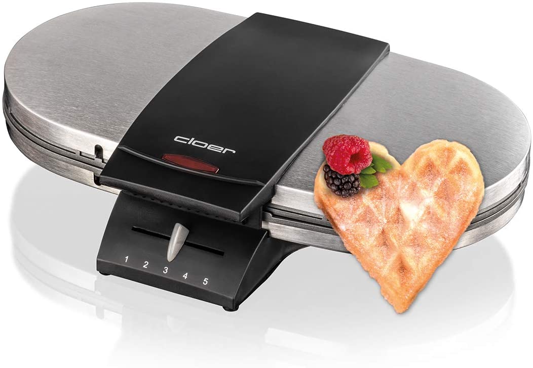 Cloer 1320 Double Waffle Maker for Two Classic Waffles, silver, black