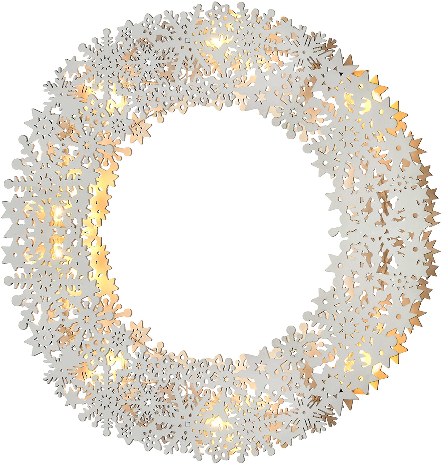 WeRChristmas 32 cm Wooden Snowflake Wreath Table Christmas Decoration – White